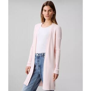 Calvin Klein Women's Cotton Ribbed Open-Front Duster Cardigan in Pearl Pink